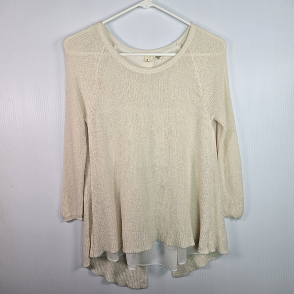 Anthropologie MOTH Women's Pullover Knit Open Back Sweater 3/4 Sleeve XS - Picture 1 of 14